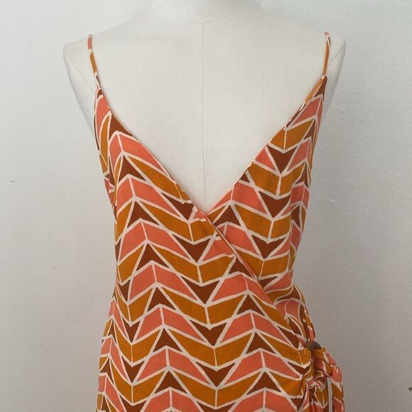 Free People Siren Orange Geometric Wrap Dress Size Small - Picture 5 of 15